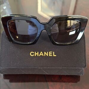 CHANEL Black Oversized Square Sunglasses